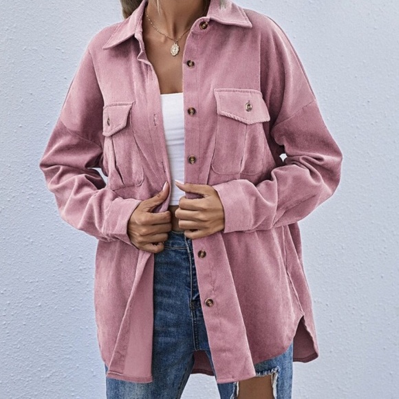 Rust brown oversized button down pocket shacket - Picture 6 of 13